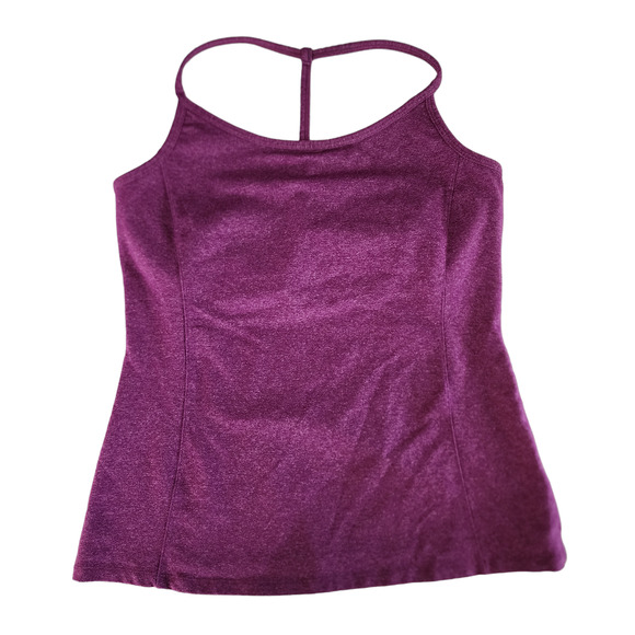 Athleta Tank Top M Women Sports Bra Zip Line Wine T Back‎ 221902 - Picture 1 of 11